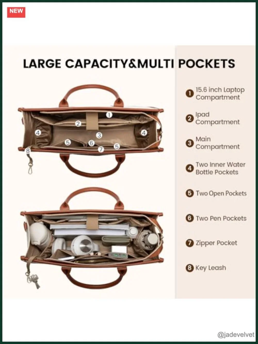 Large Professional Laptop Tote Bag with Padded Compartment for 15.6